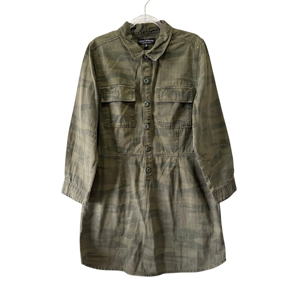 Lucky Brand Women's Camo Button Up Dress Boho Sz M